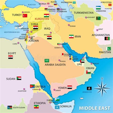 Middle east map with flags. Graphic elaboration middle east map with flags , #SPONSORED, #map, # ...