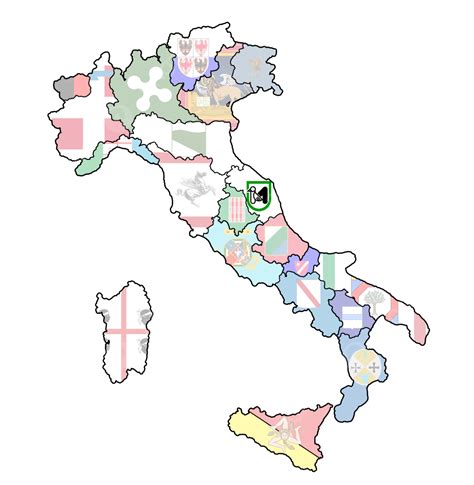 Map Of Italy With Marche Region Symbol Atlas Coat, Saturated, Color, Geography PNG Transparent ...