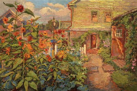 An original oil painting a sunflower garden in Chester, CT, by Connecticut Impressionist Artist ...