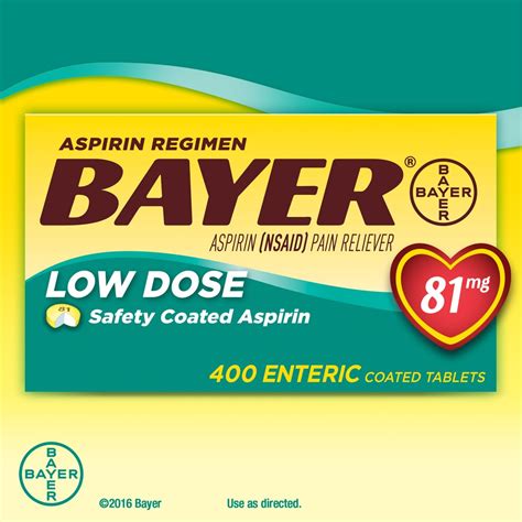 Aspirin Regimen Bayer 81 mg. Low Dose 400 Tablets - Walmart.com ...