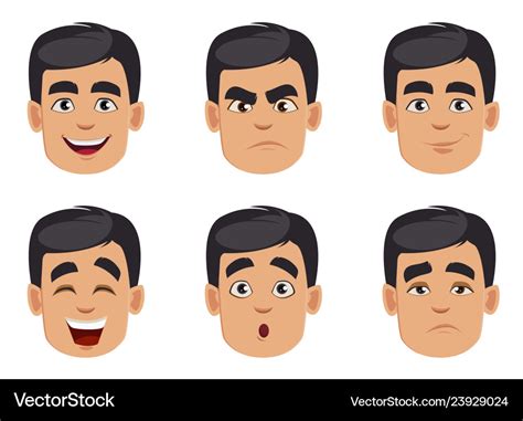 Male emotions set pack facial expressions Vector Image