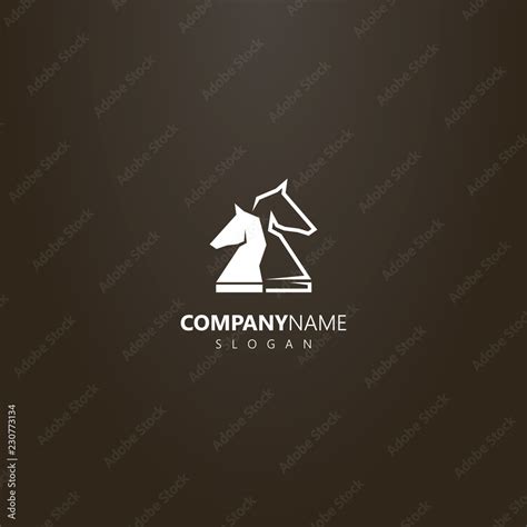 white logo on a black background. simple vector logo of two chess ...