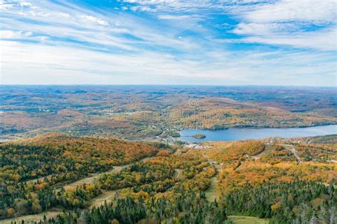 Aerial View of Mont-Tremblant National Park with Lake Tremblant in Fall Color Stock Photo ...