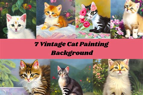 7 Vintage Cat Painting Graphic by cycynms · Creative Fabrica