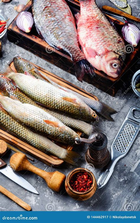 Variety of raw fresh fish stock image. Image of cooking - 144462917