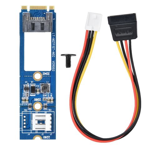 Ccdes M2 TO SATA M.2 NGFF SATA to 7Pin SATA Horizontal Converter Adapter Card+4Pin Power Cable ...