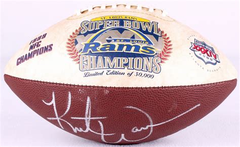 Kurt Warner Signed Rams LE Super Bowl XXXIV Logo Football Inscribed "99 ...