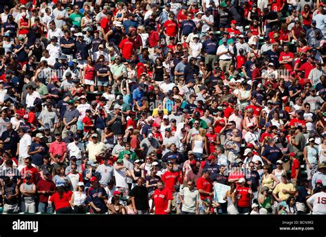 Fans in the bleachers during a baseball game, Fenway Park, Boston Stock ...