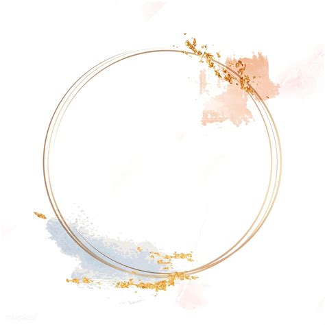 Gold circle frame on a pastel brushstroke background vector | free ...