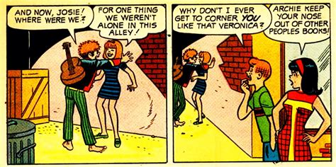 a comic strip with two women talking to each other and one man holding a guitar