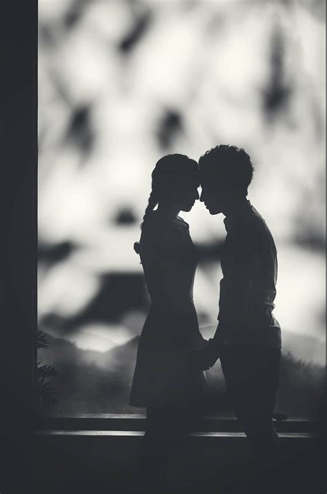 HD wallpaper: silhouette photo of boy and girl under the moon, couple ...