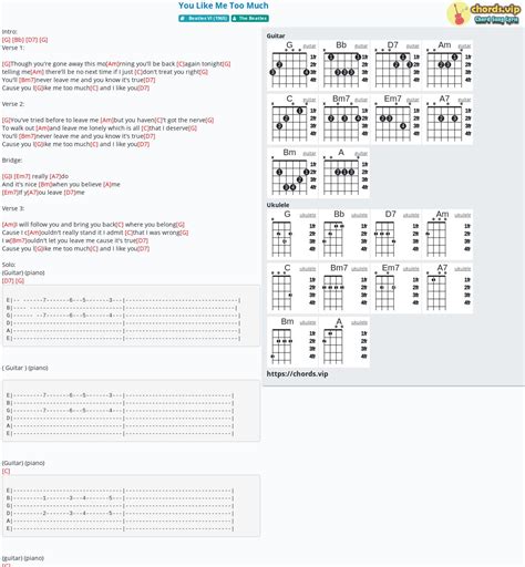 Chord: You Like Me Too Much - tab, song lyric, sheet, guitar, ukulele | chords.vip