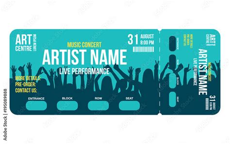 Concert ticket template. Concert, party or festival ticket design ...