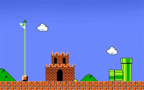 Download A Mario Bros Game With A Castle And Flag | Wallpapers.com