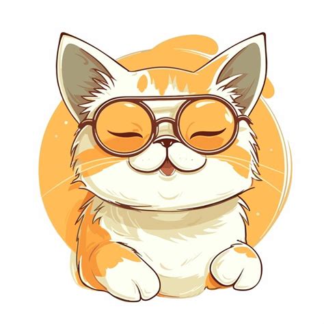 Premium Vector | Cartoon style of cat vector clipart illustration cat wearing glasses