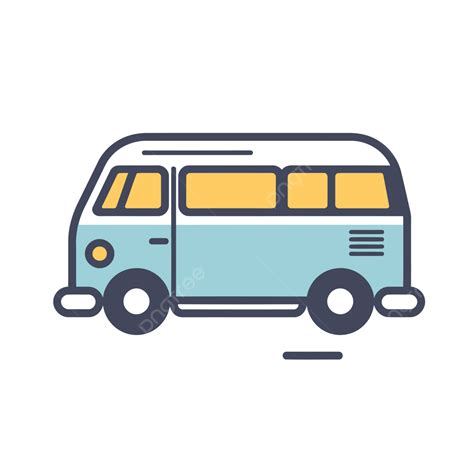 Travel Van Icon Vector Illustration, Vw, Lineal Icon, Flat Icon PNG and Vector with Transparent ...