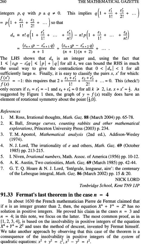 91.33 Fermat’s last theorem in the case n = 4 | The Mathematical Gazette | Cambridge Core