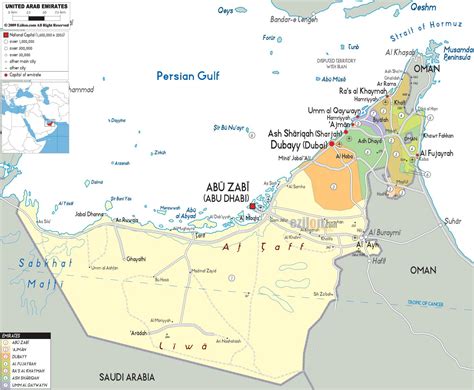 Dubai political map - Political map of Dubai (United Arab Emirates)