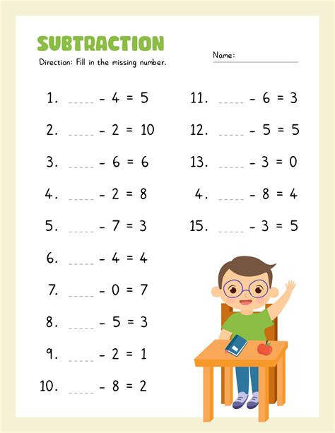 1st Grade Math Worksheets Subtraction