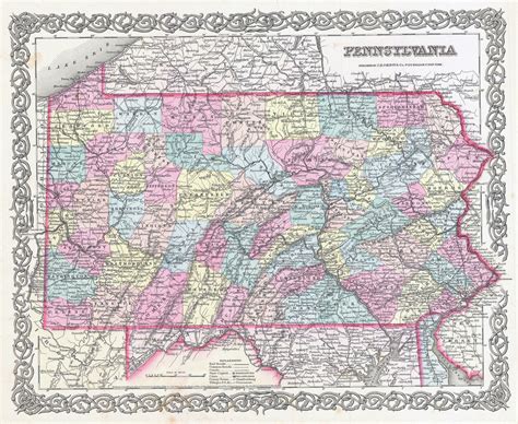 Large detailed old administrative map of Pennsylvania state – 1855 | Vidiani.com | Maps of all ...