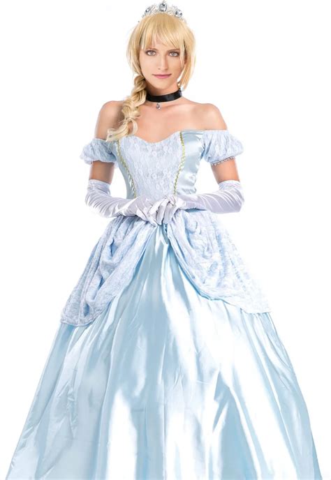 Beautiful Princess Cinderella Ball Gown Dress Fairy Tales Costume Adult ...