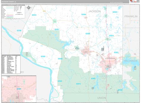 Jackson County, IL Wall Map Premium Style by MarketMAPS