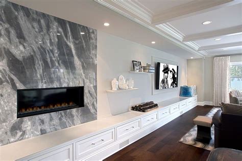 Blue Calcutta Marble Fireplace - Family Room - Chicago - by Benvenuti and Stein | Houzz