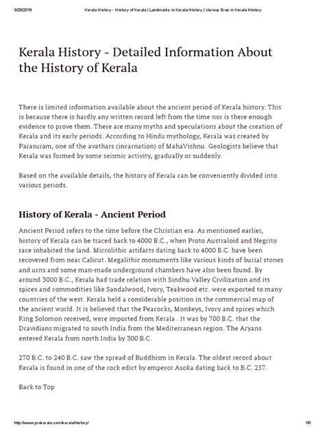 Kerala History - History of Kerala - Landmarks in Kerala History ...