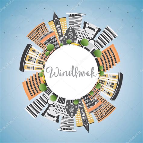 Windhoek Skyline with Color Buildings, Blue Sky and Copy Space. Stock Vector Image by ©booblgum ...