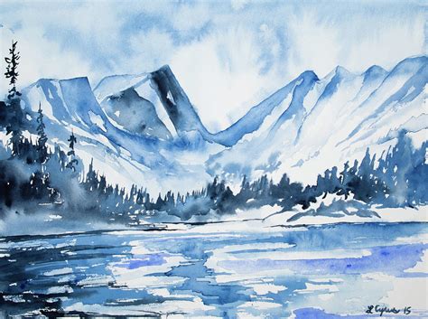 Watercolor - Dream Lake Winter Landscape Painting by Cascade Colors - Pixels