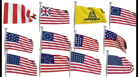 The Evolution Of US Flags | Timeline of USA flags - YouTube