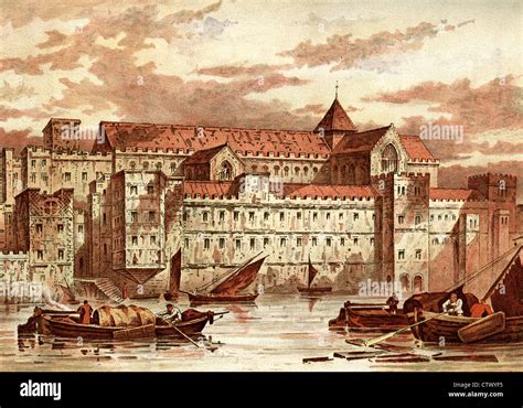 Vintage picture of old London. The Savoy Palace, Strand, built in 1245 by Peter Earl of Surrey ...