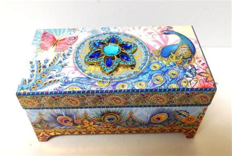 Punch Studio PEACOCK Jeweled Brooch Trinket KEEPSAKE BOX w/ Lemon ...