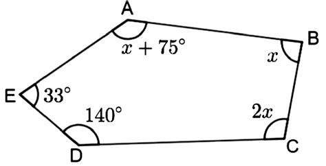 Solved: Calculate the angles of irregular pentagon below: [geometry]