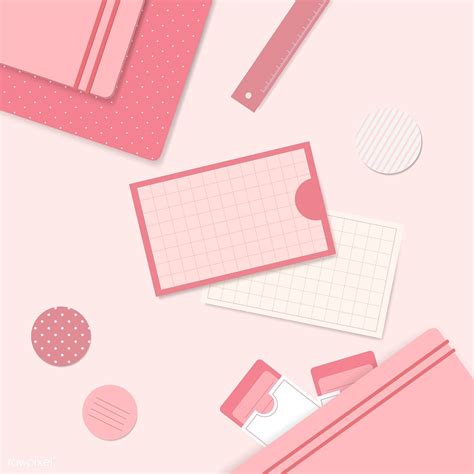 Download premium vector of Pink stationery planner set vector 1209407 ...