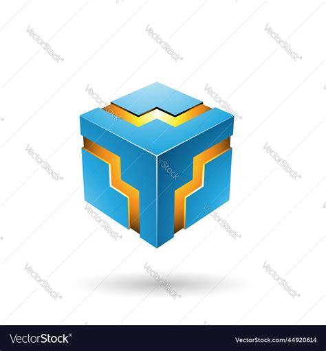 Blue bold zigzag cube Royalty Free Vector Image