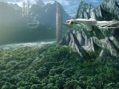 Sci fi landscape, Fantasy landscape, Futuristic city