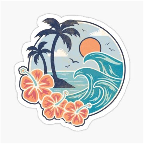 "palm tree wave ocean" Sticker for Sale by ashlynnlemos | Redbubble