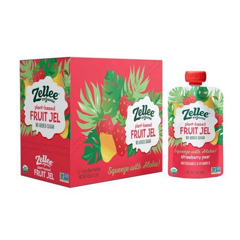 (12 pack) Zellee Organic Strawberry Pear Plant-based Fruit Jel - Walmart.com - Walmart.com