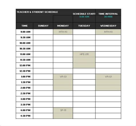 College Class Schedule Template | Template Business