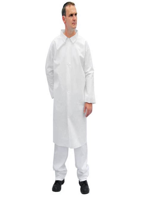 Men's Full Length Lab Coats Disposable With Pockets For Laboratory Hospital Clinic ...