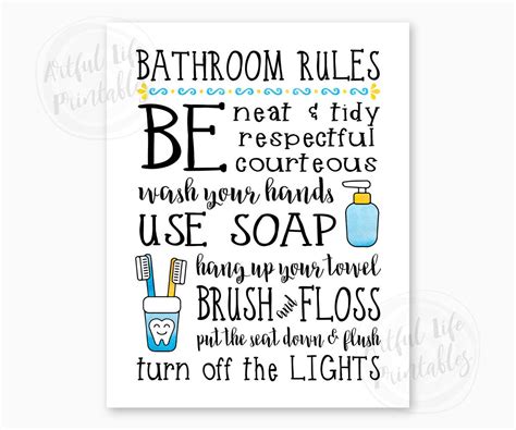 BATHROOM RULES Kids Bathroom Sign Family Bathroom Rules - Etsy Canada