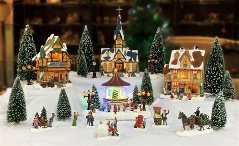 Moments In Time Christmas Village 30 pc Set, with LED Lights, Battery Operated (not Included ...