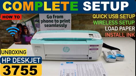 HP DeskJet 3755 Setup, Unboxing, Install Ink, Load paper, Quick USB ...