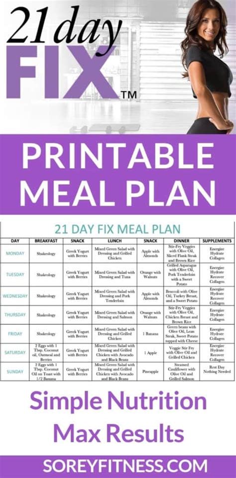 21 Day Fix 1200 Calorie Meal Plan with Containers (Plan A)