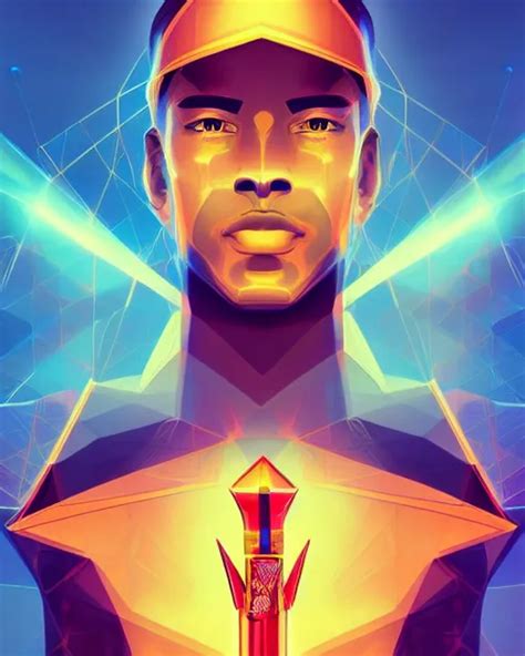 symmetry!! egyptian prince holding neon gold scepter | Stable Diffusion ...