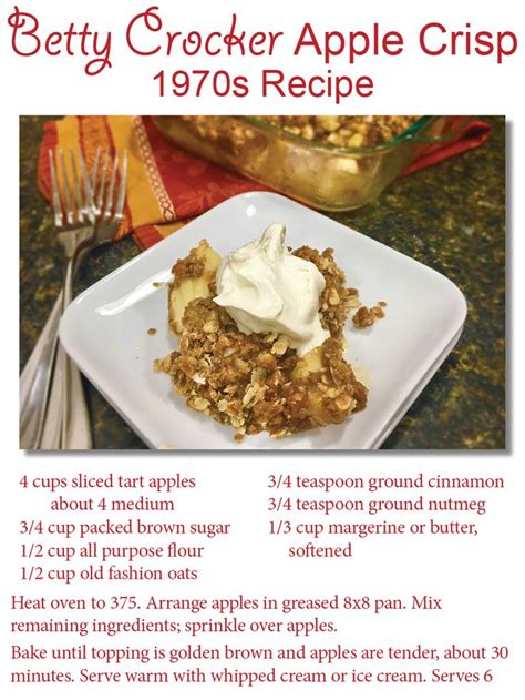 the recipe for betty crocker apple crisp is shown