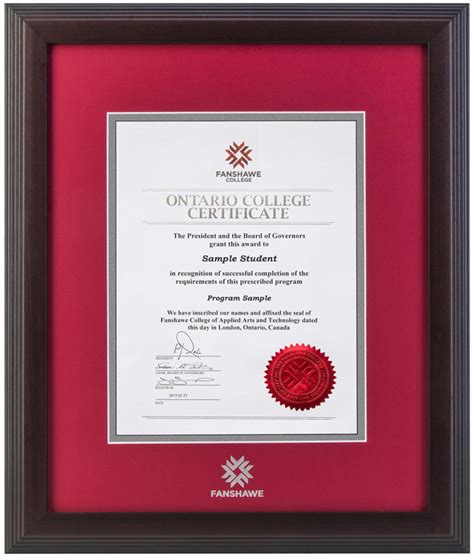 Linear Diploma Frame – Fanshawe College Diploma Frames