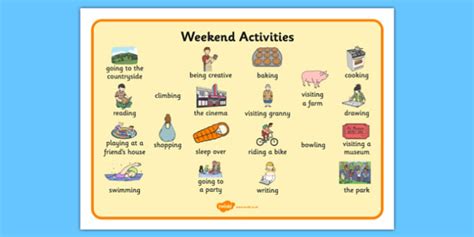 Cursive Weekend Activities Word Mat (teacher made)