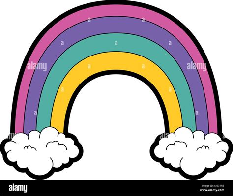 beautiful rainbow and clouds vector illustration design Stock Vector ...